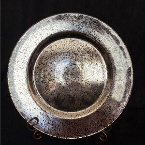 Set of 4 Elegant Glass Silver Decorative Charger Plates